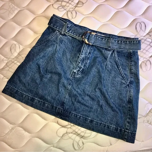 We The Free Belted Jade Denim mini skirt jean skirt 30 / 10 pockets Free People - Picture 2 of 7